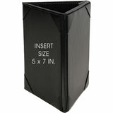 Deflecto Three-Panel Table Tent, Support 5" x 7" Media, Black, Leather, Leatherette (DEF4442) Each