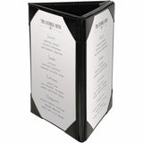 Deflecto Three-Panel Table Tent, Support 5" x 7" Media, Black, Leather, Leatherette (DEF4442) Each