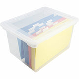Storex Plastic File Tote Storage Box, External Dimensions: 14" x 18.3" x 10.5", 35 lb, Clear, 9.25 gal, 1/Pack (STX61539U04C) Each