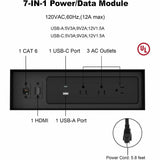 Lorell Power/Data Outlet, 5 x Power Receptacles, 120 V AC Desk Mountable (LLR34005) Each