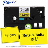 Brother Genuine P-touch TZeS661 BK on YL Label Tape, Strong Adhesive Lam., 36mmX8m, 1 27/64", Yellow, Laminated (BRTTZES661G) Each