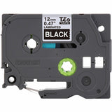 Brother P-touch Genuine TZe335 WHT on BK Label Tape, Laminated, 12mmX8m, 15/32", Black, Water Resistant (BRTTZE335G) Each