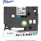 Brother P-touch Genuine TZe141 BK on CLR Label Tape, Laminated, 18mmX8m, 45/64", Clear, Water Resistant (BRTTZE141G) Each
