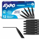 Expo® Vis-a-Vis Wet Erase Marker, Fine Bullet Tip, Black, Dozen (SAN16001A) 1 Dozen