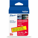 Brother Genuine P-touch TZeS651 BK on YL Label Tape, Strong Adhesive Lam., 24mmX8m, 15/16", Yellow, Laminated (BRTTZES651G) Each