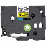 Brother Genuine P-touch TZeS651 BK on YL Label Tape, Strong Adhesive Lam., 24mmX8m, 15/16", Yellow, Laminated (BRTTZES651G) Each