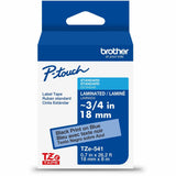 Brother Genuine P-touch TZe541 BK on BK Label Tape, Laminated, 18mmX8m, x 45/64" x 26 1/5 ft Length, Blue, Laminate (BRTTZE541G) Each