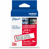 Brother P-touch Genuine TZeS221 BK on WHT Label Tape, Strong Adhesive Lam., 9mmX8m, 23/64", White, Laminated (BRTTZES221G) Each