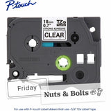 Brother Genuine P-touch TZeS141 BK on CLR Label Tape, Strong Adhesive Lam., 18mmX8m, 45/64", Clear, Laminated (BRTTZES141G) Each