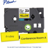 Brother Genuine P-touch TZeFX651 BK on YL Label Tape, Flexible ID Laminated, 24mmX8m, 15/16", Yellow (BRTTZEFX651G) Each