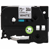 Brother Genuine P-touch TZeFX261 BK on WHT Label Tape, Flexible ID Laminated, 36mmX8m, x 1 27/64", White, Polyester (BRTTZEFX261G) Each