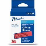 Brother Genuine P-touch TZe441 BK on RD Label Tape, Laminated, 18mmX8m, 45/64", Red, Water Resistant (BRTTZE441G) Each