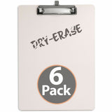 Officemate Reusable Dry-Erase Whiteboard Clipboards, 9" x 12 1/2", White, Storage for 70 Sheet, 6/Carton (OIC83161) Case of 6