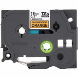 Brother P-touch Genuine TZeB41 BK on FLUOR ORG Label Tape, Laminated, 18mmX5m, 45/64", Fluorescent Orange (BRTTZEB41G) Each