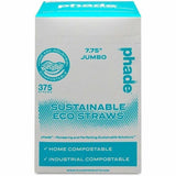 Phade Compostable Straws - 7.8" Height x - Polyhydroxyalkanoate (PHA) - Caribbean Blue - 375 / Box (WCP511178BX) 375