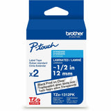 Brother Genuine P-touch TZe1312PK BK on CLR Label Tapes, Laminated, 12mmX8m each, 15/32", Clear, Water Resistant, 2/Pack (BRTTZE1312PKG) Pack of 2