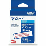 Brother P-touch Genuine TZe232 RD on WHT Label Tape, Laminated, 12mmX8m, x 15/32", White, Water Resistant (BRTTZE232G) Each