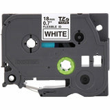 Brother Genuine P-touch TZeFX241 BK on WHT Label Tape, Flexible ID Laminated, 18mmX8m, 45/64", White (BRTTZEFX241G) Each