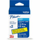 Brother Genuine P-touch TZe6312PK BK on YL Label Tapes, Laminated, 12mmX8m each, 15/32", Yellow, Water Resistant, 2/Pack (BRTTZE6312PKG) Pack of 2