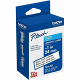 Brother P-touch Genuine TZe251 BK on WHT Label Tape, Laminated, 24mmX8m, 15/16", White, Water Resistant (BRTTZE251G) Each