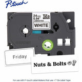 Brother P-touch Genuine TZe251 BK on WHT Label Tape, Laminated, 24mmX8m, 15/16", White, Water Resistant (BRTTZE251G) Each