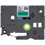 Brother P-touch Genuine TZe731 BK on GRN Label Tape, Laminated, 12mmX8m, x 15/32", Green, Polyester, Water Resistant (BRTTZE731G) Each