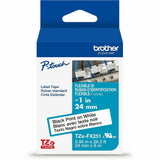 Brother P-touch Genuine TZeFX251 BK on WHT Label Tape, Flexible ID Laminated, 24mmX8m, x 15/16", Black on White (BRTTZEFX251G) Each