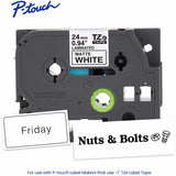 Brother Genuine P-touch TZeM251 BK on WHT Label Tape, Premium Matte Laminated, 24mmX8m, 15/16", Matte White (BRTTZEM251G) Each