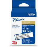 Brother Genuine P-touch TZeM251 BK on WHT Label Tape, Premium Matte Laminated, 24mmX8m, 15/16", Matte White (BRTTZEM251G) Each