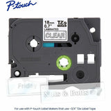 Brother Genuine P-touch TZe145 WHT on CLR Label Tape, Laminated, 18mmX8m, 45/64", Clear, Water Resistant (BRTTZE145G) Each