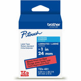 Brother P-touch Genuine TZe451 BK on RD Label Tape, Laminated, 24mmX8m, 15/16", Black on Red, Water Resistant (BRTTZE451G) Each
