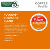 Folgers Folgers K-Cup Breakfast Blend Coffee, 0.2 oz Per Box, Light/Mild, 24 K-Cup, Kosher, 4/Carton (GMT3451CT) Case of 96