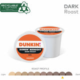 Dunkin' K-Cup Midnight Coffee, 0.3 oz Per Box, Dark, 22 K-Cup, Kosher, 4/Carton (GMT0316CT) Case of 88