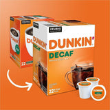 Dunkin' K-Cup Decaf Coffee, 0.3 oz Per Box, Medium, 22 K-Cup, Decaf, Original Blend, 4/Carton (GMT0317CT) Case of 88