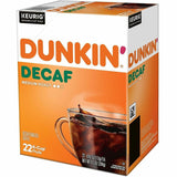 Dunkin' K-Cup Decaf Coffee, 0.3 oz Per Box, Medium, 22 K-Cup, Decaf, Original Blend, 4/Carton (GMT0317CT) Case of 88