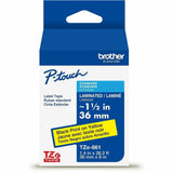 Brother P-touch Genuine TZe661 BK on YL Label Tape, Laminated, 36mmX8m, 1 27/64", Yellow, Water Resistant (BRTTZE661G) Each