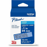 Brother Genuine P-touch TZe551 BK on BK Label Tape, Laminated, 24mmX8m, x 15/16", Blue, Polyester, Water Resistant (BRTTZE551G) Each