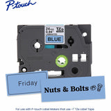 Brother Genuine P-touch TZe551 BK on BK Label Tape, Laminated, 24mmX8m, x 15/16", Blue, Polyester, Water Resistant (BRTTZE551G) Each