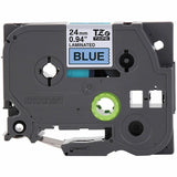 Brother Genuine P-touch TZe551 BK on BK Label Tape, Laminated, 24mmX8m, x 15/16", Blue, Polyester, Water Resistant (BRTTZE551G) Each
