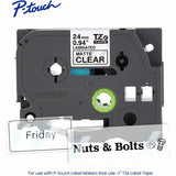 Brother Genuine P-touch TZeM51 BK on CLR Label Tape, Premium Matte Laminated, 24mmX8m, 15/16", Matte Clear (BRTTZEM51G) Each