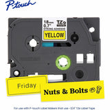 Brother Genuine P-touch TZeS641 BK on YL Label Tape, Strong Adhesive Lam., 18mmX8m, x 45/64", Yellow, Laminated (BRTTZES641G) Each