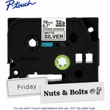 Brother P-touch Tze Label Tape, 45/64", Matte Silver, Laminated, Water Resistant (BRTTZES941G) Each