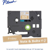 Brother Genuine P-touch TZeMQ835 WHT on SATIN GLD Label Tape, Laminated, 12mmX5m, 15/32", Satin Gold (BRTTZEMQ835G) Each