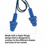 E-A-R UltraFit Earplugs, Blue, Regular, 18, Ear Protection, Cord Closure (MMM3404007) Box of 100