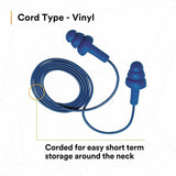 E-A-R UltraFit Earplugs, Blue, Regular, 18, Ear Protection, Cord Closure (MMM3404007) Box of 100