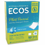 ECOS PRO Liquidless Laundry Detergent Sheets, 50 Sheets/Pack, 10/Carton (EOP953710) Case of 10