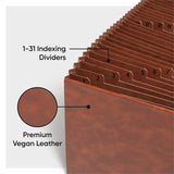 Smead TUFF Letter Expanding File, 8½" x 11", 6200 Sheets Capacity, Assorted Tab Position, Brown, 31 Pocket, 30 Divider (SMD73785) Each