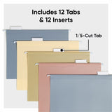 Smead 1/5 Tab Cut Letter Hanging Folder, 8½" x 11", 1/2" Expansion, Assorted Tab Position, Assorted, 100 Sheets Capacity, 12/Pack (SMD10524) Pack of 12
