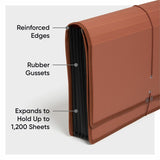 Smead TUFF Legal File Wallet, 8½" x 14", 5 1/4" Expansion, 1200 Sheets Capacity, Poly, Plastic, Rubber, Redrope (SMD73789) Each