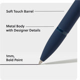 U Brands Monterey Retractable Ballpoint Pen, Blue Ink, Midnight Blue Barrel, 1 mm Bold Pen Point (UBR7129U0424) Each